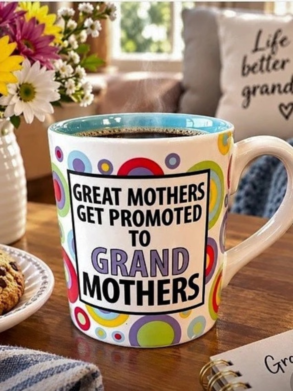 Grand Mothers Mug White & Multicolor Polka Dot